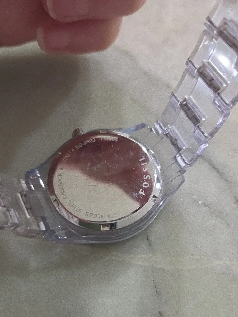 Fossil Clear Bracelet Watch with Turquoise Dial and Crystal Bezel